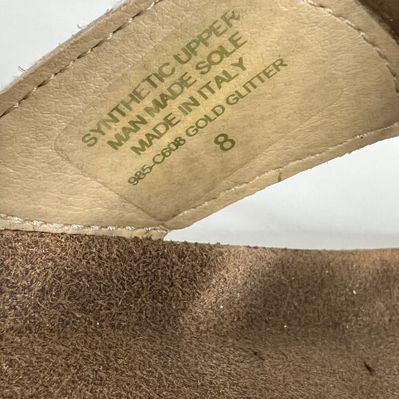 Bio Gold Sandals Gold Glitter Slip On Thong Style Shoe Size 8 - Picture 6 of 9